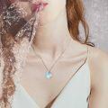wholesale 925 Sterling Silver Rose Heart Pendant Necklace Wholesale With Blue Inlay And Cz Accents-0-1