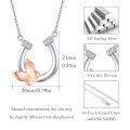wholesale 925 Sterling Silver Horseshoe & Rose Gold Butterfly Pendant Necklace for Women Gifts for Her Valentines Day Jewelry-0-5