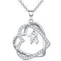 TOUPOP 925 Sterling Silver Heart Pendant Necklace with Stone-0-0