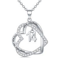 TOUPOP 925 Sterling Silver Heart Pendant Necklace with Stone-undefined
