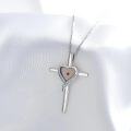 wholesale 925 Sterling Silver Heart-Shaped Cross Pendant with Natural Mustard Seed and Cubic Zirconia - Christian Faith  for Women & Moms-0-3