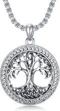 wholesale 925 Sterling Silver Gold-Plated Round Tree of Life Pendant Necklace  for Men & Women-0-0