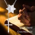 wholesale 925 Sterling Silver Star Of David And Cross Necklace-0-2