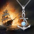 wholesale 925 Sterling Silver Infinity Anchor with Blue Stone Pendant Necklace - Nautical  for Women and Girls-0-5