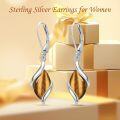wholesale 925 Sterling Silver Tiger Eye Twist Drop Dangle Earrings for Women-0-3