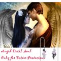 wholesale 925 Sterling Silver Pink Heart Angel Wing Threader Drop Earrings with Black CZ Accents and White Cubic Zirconia Stones-0-5