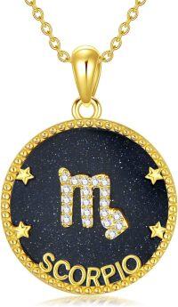 wholesale 925 Sterling Silver Plated Gold- Blue Sandstone Scorpio Zodiac Pendant Necklace for Women-Scorpio (10.23-11.21)