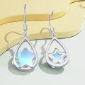 wholesale Mothers Day Gifts For Mom Earrings For Women Sterling Silver Teardrop Drop Dangle Earrings Leverback Earrings Moonstone Jewelry Gifts(star) -0-3