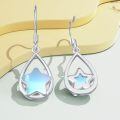 TOUPOP Sterling Silver Moonstone Teardrop Drop Dangle Leverback Earrings-0-3
