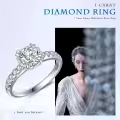 TOUPOP Sterling Silver 1 Carat Moissanite Round Cut Diamond Ring-0-3