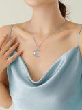 wholesale 925 Sterling Silver Moon Mermaid Pendant with Opal Stone Necklace s for Women-0-1