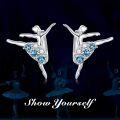 wholesale 925 Sterling Silver Austrian Birthstone Crystal Ballerina Earrings Ballet Recital Gift-0-1