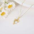 wholesale 14K Gold Dolphin Pendant Necklace with Heart-Shaped Stone - Perfect Gift for Her-0-2