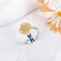wholesale 925 Sterling Silver Hypoallergenic Sunflower Spinning Ring for Stress Relief, Adjustable Size 7-9, Gift for Her-0-1