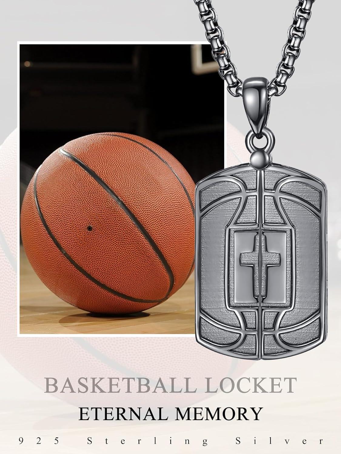 Sterling Silver Black Locket Necklace for Men Cross Pendant Jewelry Gift-0-6