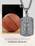 wholesale 925 Sterling Silver Basketball Cross Photo Locket Necklace for Men's Gifts -0-5