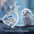 wholesale 925 Sterling Silver Heart-Shaped Blue Enamel Owl Pendant Necklace - Never Give Up Inspiration s for Women-0-2