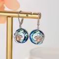 wholesale 925 Sterling Silver Blue Crystal Squirrel Tree of Life Dangle Earrings Wholesale for Women-0-1