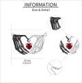 wholesale 925 Sterling Silver Red Crystal Heart Skeleton Hands Coffin Pendant Necklace Gothic Punk Jewelry-0-3