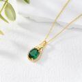 wholesale Gold-Plated 925 Sterling Silver Teardrop Green Crystal Pendant Necklace-0-2