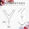 wholesale 925 Sterling Silver Cubic Zirconia Cross Pendant with Evil Eye Beads Double-Layer Chain Necklaces for Women Girls  48cm Length-0-5