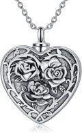 wholesale 925 Sterling Silver 925 Heart-Shaped Photo Locket Pendant with Roses and Leaves Design for Women-0-6
