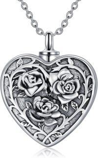 wholesale  Silver Stone Ashes Necklace Urn Keepsake Memorial Jewelry -Rose-Heart