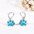wholesale 925 Sterling Silver Turquoise Stone Paw Print Leverback Earring for Women Girls Animal Lover Gift-0-2