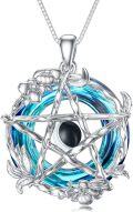 wholesale 925 Sterling Silver Celtic Knot Pendant with Blue Crystal and Black Onyx Stone Necklace-0-0