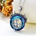 wholesale 925 Sterling Silver Blue Crystal Celtic Knot Pendant Necklace for Women-0-2