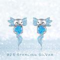 wholesale Sterling Silver Blue Opal Axolotl Stud Earrings - Regeneration Symbol Lightweight Hypoallergenic Jewelry-0-5