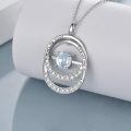 TOUPOP Sterling Silver Aquamarine Double Circle Pendant Necklace-0-4