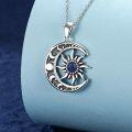 wholesale 925 Sterling Silver Blue Stone Pendant with Sun and Moon Design Necklaces for Women-0-1