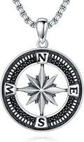 wholesale 925 Sterling Silver  Compass Pendant for Men - Nautical Jewelry with Chain (22) -0-0