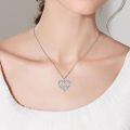 wholesale 925 Sterling Silver Mommy Of An Angel Heart Pendant Necklace With Cubic Zirconia For Women-0-5