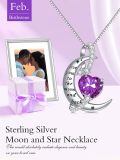TOUPOP Sterling Silver Birthstone Heart Necklace I Love You To The Moon And Back-0-1