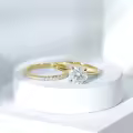 TOUPOP 10k 14k 18k Gold Moissanite Women's Wedding Ring Set With Engraving-0-2