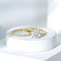 TOUPOP 10k 14k 18k Gold Moissanite Women's Wedding Ring Set With Engraving-0-2