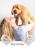 wholesale 925 Sterling Silver Heart-Shaped Dog Stud Earrings with Cubic Zirconia - Gift for Dog Moms and Pet Lovers-0-4
