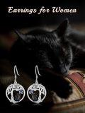 wholesale 925 Sterling Silver Cat Tree of Life Dangle Drop Earrings for Women Gifts-0-4