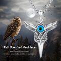 wholesale 925 Sterling Silver Owl Eye Pendant Necklace for Men Women Norse Viking -0-5