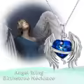TOUPOP 925 Sterling Silver Crystal Heart Angel Wings Necklace Gift-0-5
