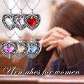 wholesale TOUPOP Rose Flower Urn Necklace For Ashes Heart Crystal Cremation Jewelry For Ashes Flower Memorial Necklace For Girls Women Human Ashes Sterling Silver Urn Necklace For Ashes (ab) -0-5