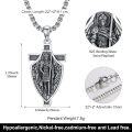 wholesale 925 Sterling Silver Saint Raphael Shield Cross Necklace Pendant for Men Women  48cm Chain Length-0-2