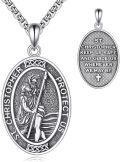wholesale 925 Sterling Silver St. Christopher Medal Pendant with Chain - Protection and Guidance Charm for Men & Women-0-0