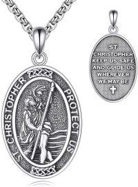 wholesale 925 Sterling Silver St. Christopher Medal Pendant with Chain - Protection and Guidance Charm for Men & Women-Saint Christopher