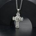 wholesale 925 Sterling Silver Football Player Sports Cross Necklace with Philippians 4:13 Pendant for Men-0-2