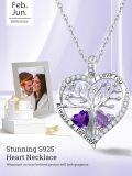 wholesale S925 Sterling Silver & 1Ct Amethyst/Alexandrite Tree of Life Heart Pendant Necklace for Women, Love Gifts-0-2