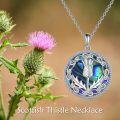 wholesale 925 Sterling Silver Celtic Knot Abalone Shell Scottish Thistle Flower Pendant Necklace-0-5