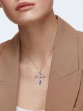wholesale Rose Gold 925 Sterling Silver Abalone Shell Flower Cross Pendant Necklace for Women-0-3